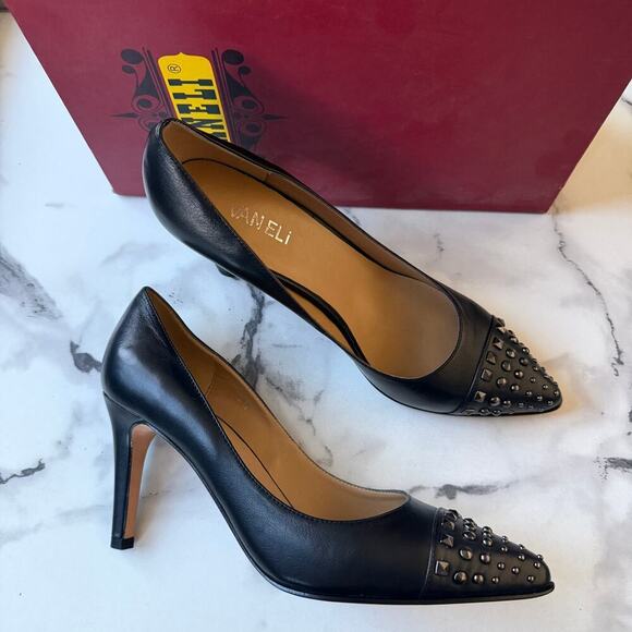 Vaneli Shoes - NEW Vaneli Ancyra Black Leather Studded Pumps Size 8.5